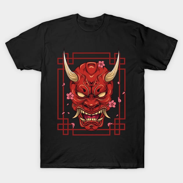 Japanese Art Oni Mask Demon Harajuku Devil T-Shirt T-Shirt by biNutz